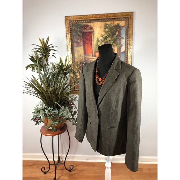 Emily Women Single Button Blazer Brown Size 14 Lapel Notch Collar Executive - Picture 5 of 13